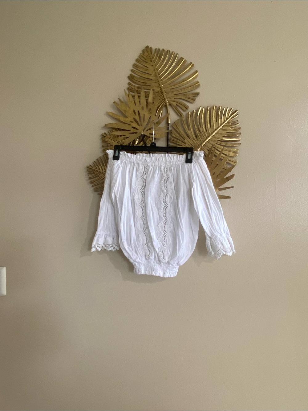 White Off-Shoulder Lace Trim Blouse